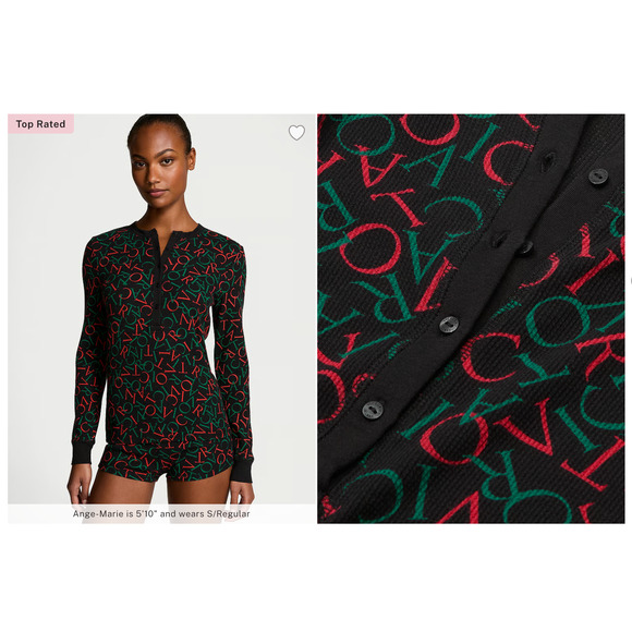 Victoria's Secret Thermal Lounge Shorts Pajama Sleepwear Set, Black, Size XXL - Picture 3 of 3